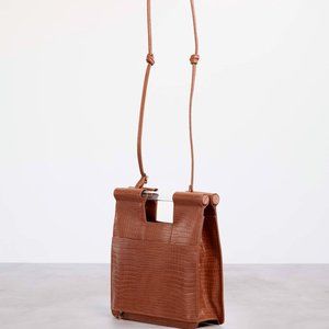 Beis Cognac Crossbody - Vegan Croc Leather